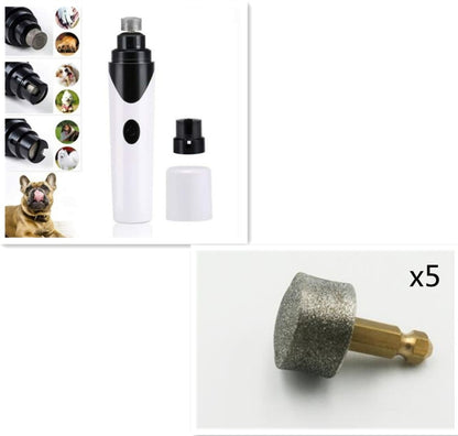 Orange Poppy electric pet nail clippers kit with white grinder dust cap and 5 replacement grinding heads