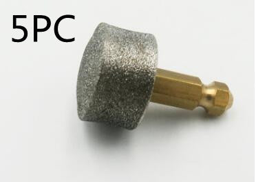 Diamond grinding bit replacement for electric pet nail clippers showing one gold shank abrasive head