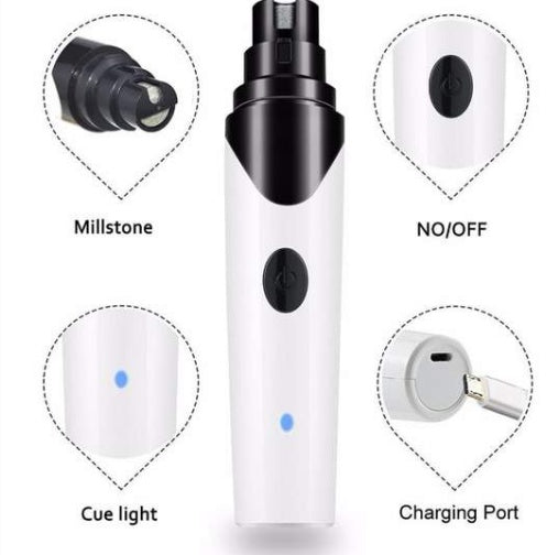 Orange Poppy electric pet nail clippers white USB rechargeable grinder with LED cue light