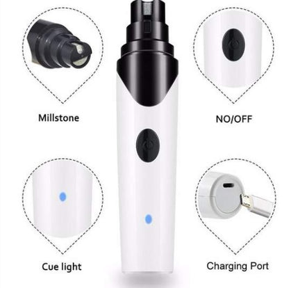 Orange Poppy electric pet nail clippers white USB rechargeable grinder with LED cue light