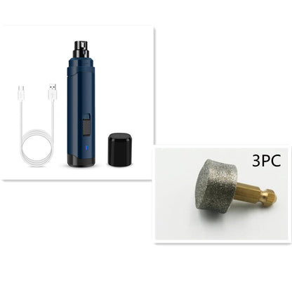 Orange Poppy electric pet nail clippers rechargeable blue grinder with USB cable and replacement bit