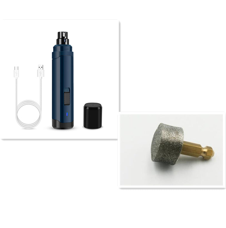 Orange Poppy blue USB rechargeable electric pet nail clippers with cap and replacement diamond grinding bit