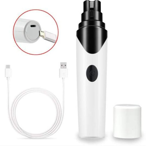 Orange Poppy electric pet nail clippers USB rechargeable grinder with protective cap and charging cable