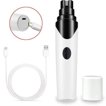 Orange Poppy electric pet nail clippers USB rechargeable grinder with protective cap and charging cable