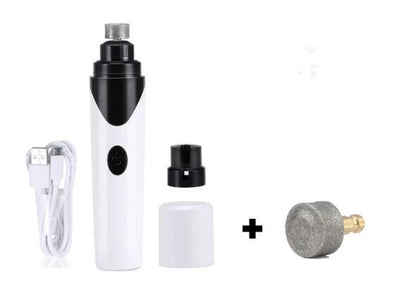 Orange Poppy white cordless pet nail grinder kit with USB cable and extra bits electric pet nail clippers