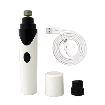 Orange Poppy electric pet nail clippers USB rechargeable grinder with two protective caps and cable