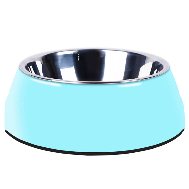 Orange Poppy light blue pet bowl with stainless insert and non slip base large stainless steel dog bowls