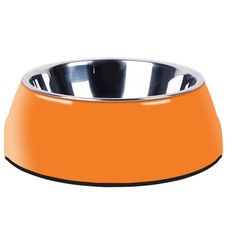 Orange Poppy pet bowl with removable stainless insert and non slip base large stainless steel dog bowls