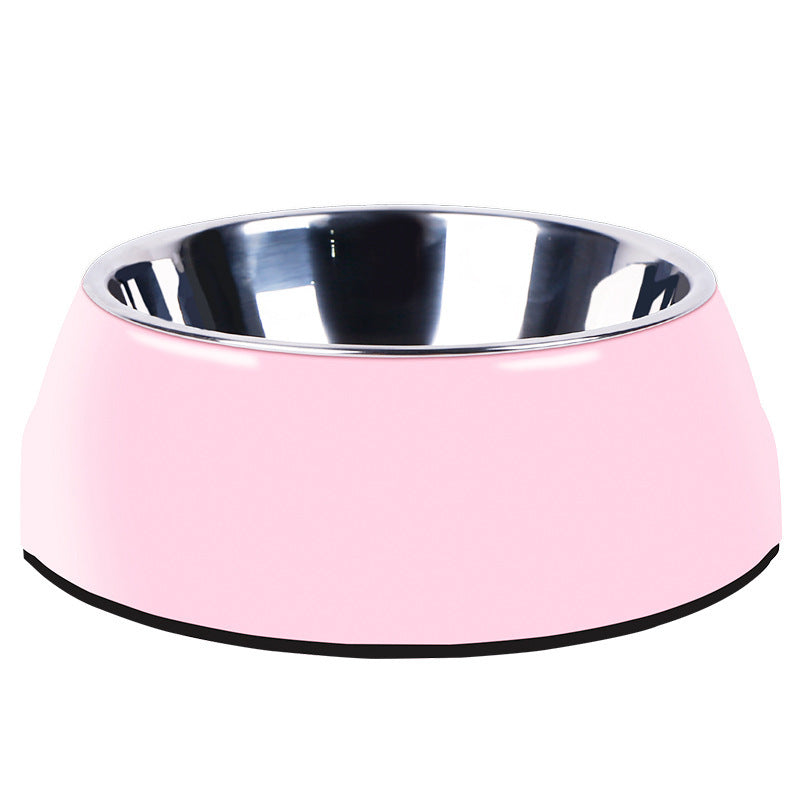 Orange Poppy pink pet bowl with removable stainless steel insert and non slip rubber base large stainless steel dog bowls