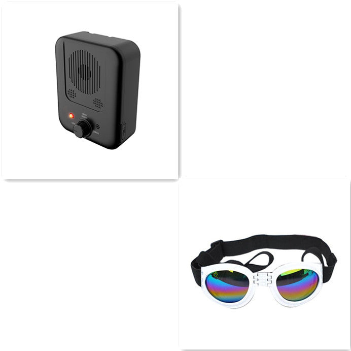 Orange Poppy bundle ultrasonic anti bark device for dogs and reflective dog goggles with adjustable strap