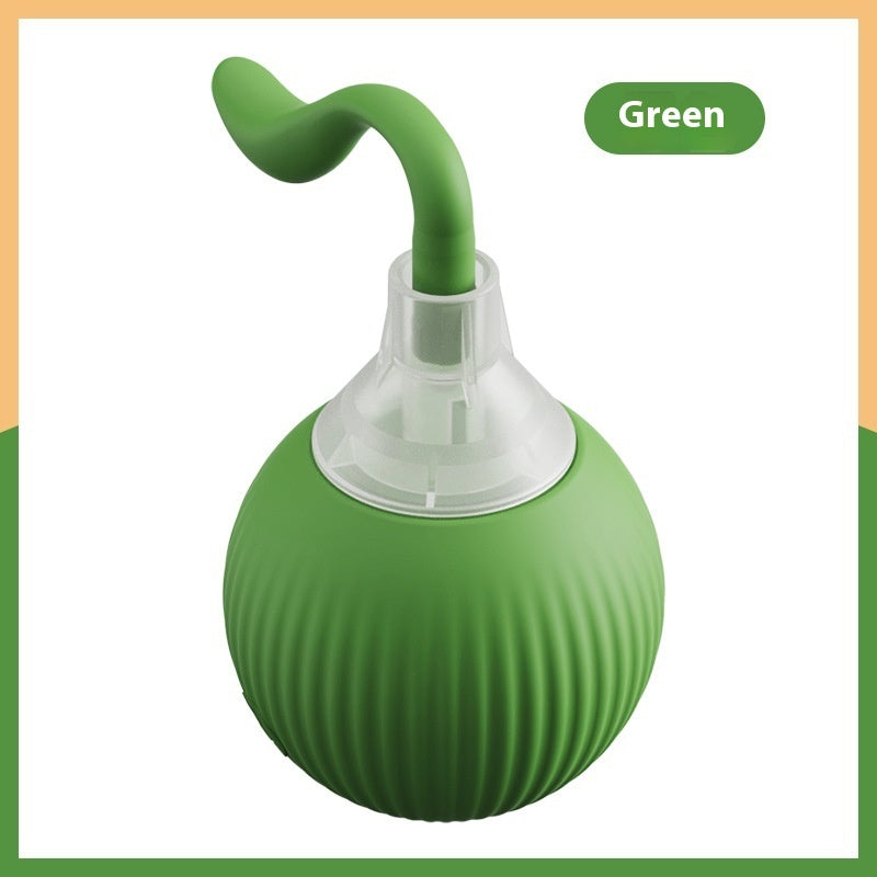 Orange Poppy green ribbed interactive cat toy ball with clear top and flexible curved wand for playful cats