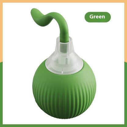 Orange Poppy green ribbed interactive cat toy ball with clear top and flexible curved wand for playful cats