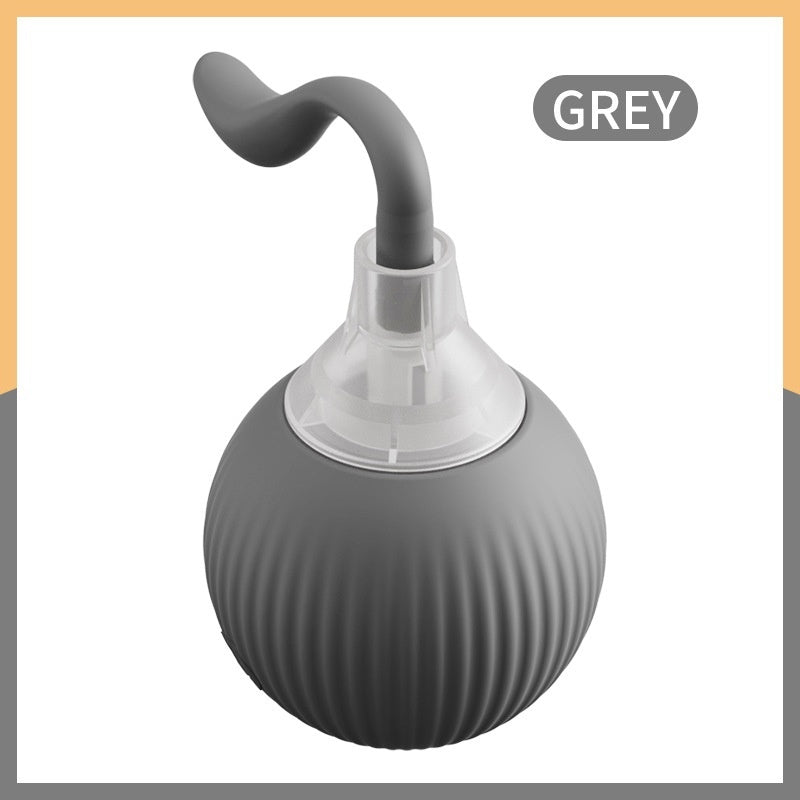 Orange Poppy grey ribbed silicone ball with flexible tail interactive cat toy ball for playful pets