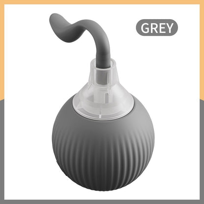 Orange Poppy grey ribbed silicone ball with flexible tail interactive cat toy ball for playful pets