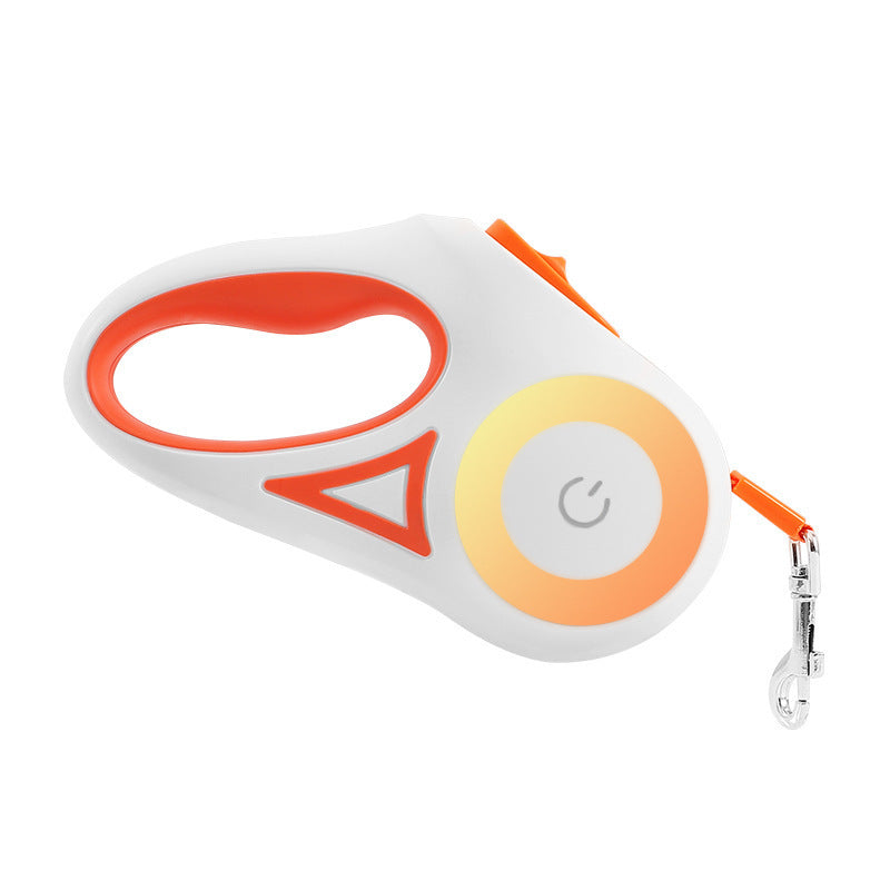 Orange Poppy retractable dog leash with collar white and orange ergonomic handle with metal clip