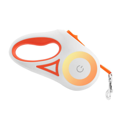 Orange Poppy retractable dog leash with collar white and orange ergonomic handle with metal clip