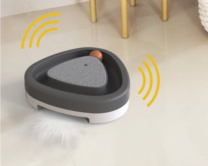 Orange Poppy smart electric cat toy triangular automated rolling ball with feather for playful cats
