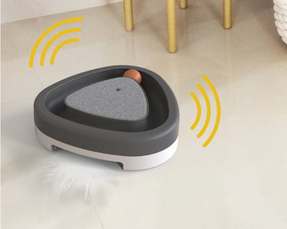 Orange Poppy smart electric cat toy triangular automated rolling ball with feather for playful cats