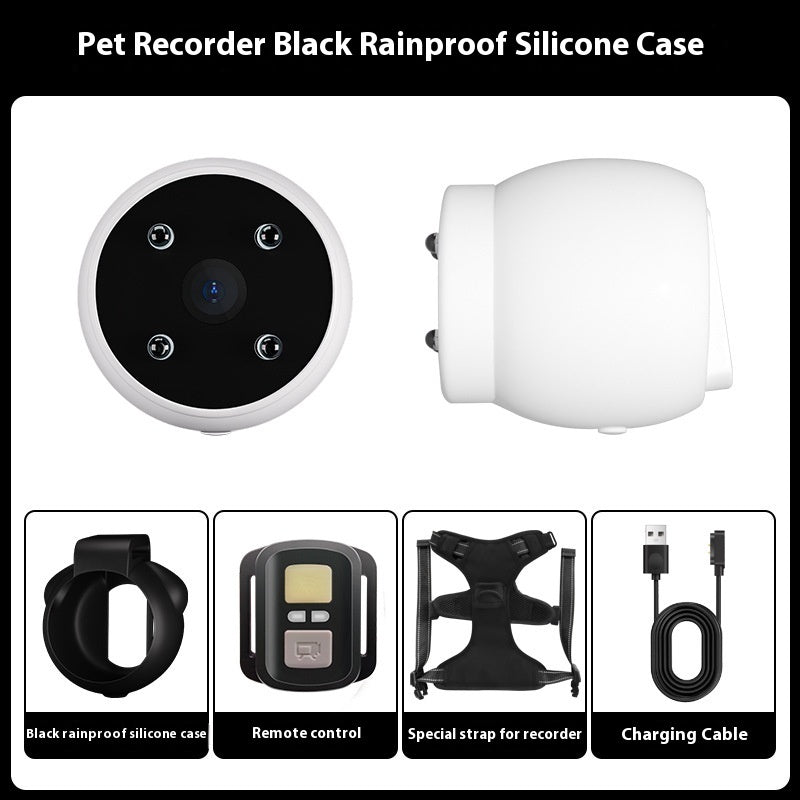 Orange Poppy pet recorder with black rainproof silicone case and accessories for pet tracker collar with camera