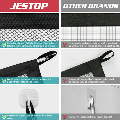 High-quality pet safety gate for stairs designed to keep pets safe with durable mesh fabric