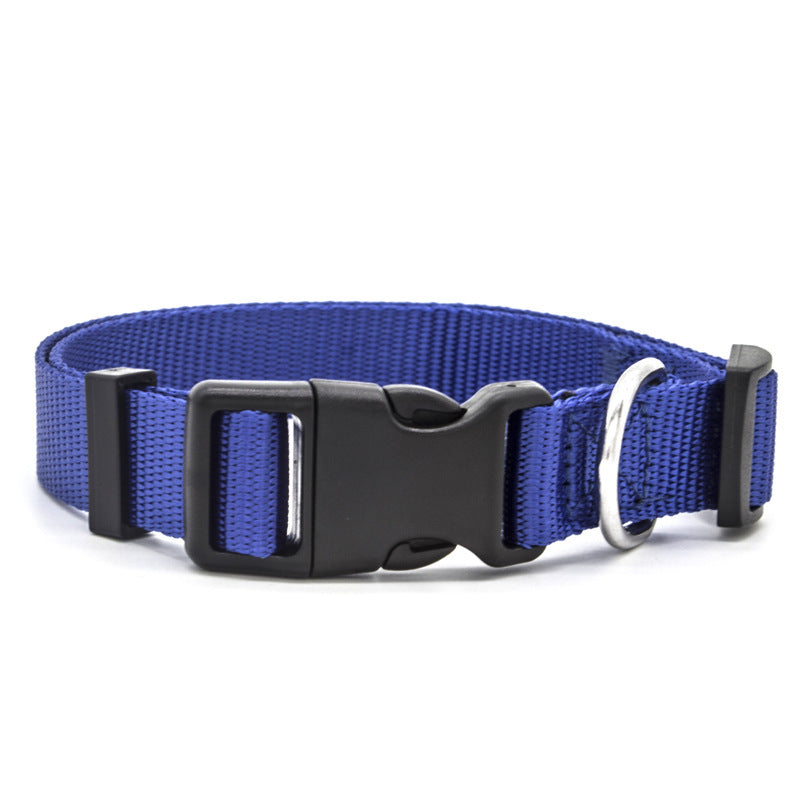 Durable blue adjustable pet collar with secure buckle for comfortable fit