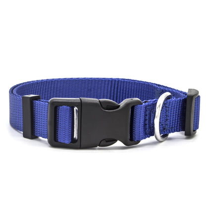 Durable blue adjustable pet collar with secure buckle for comfortable fit