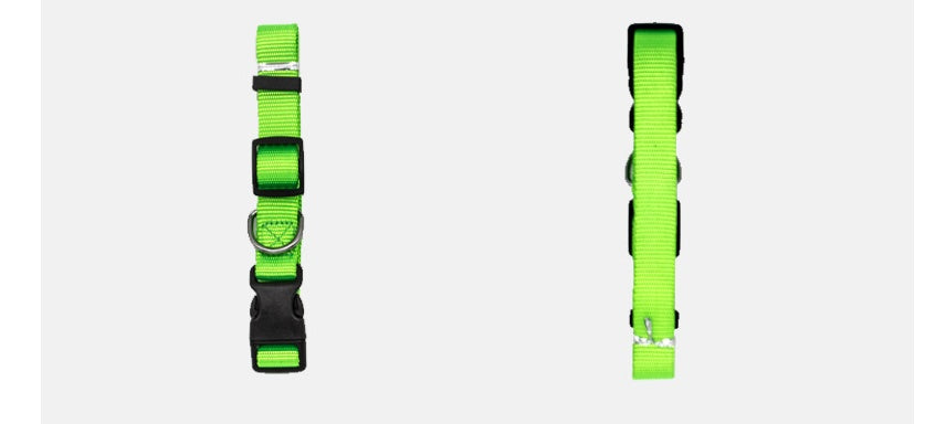 Bright green adjustable pet collar with durable clips for comfortable fit and style