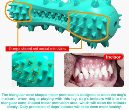 Orange Poppy turquoise spiky rubber chew bone durable dog teeth cleaning toy for incisors and molars