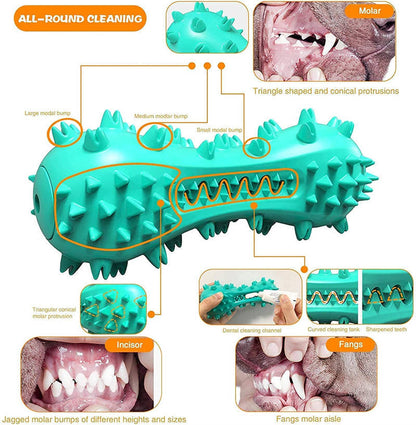 Orange Poppy durable dog teeth cleaning toy textured chew bone with spikes for dental cleaning and gum massage