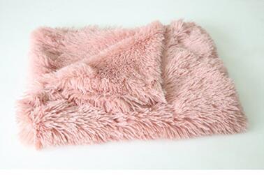 Orange Poppy plush pink faux fur throw folded soft pet blankets for dogs and cats cozy bed accessory