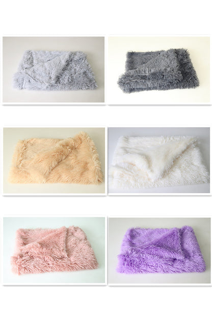 Orange Poppy plush faux fur blankets in six colors light and dark gray beige white pink purple soft pet blankets for dogs and cats