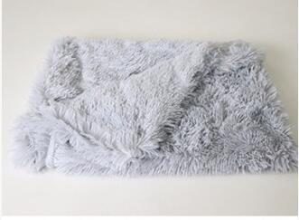 Orange Poppy light gray faux fur throw folded soft pet blankets for dogs and cats plush cozy bed cover