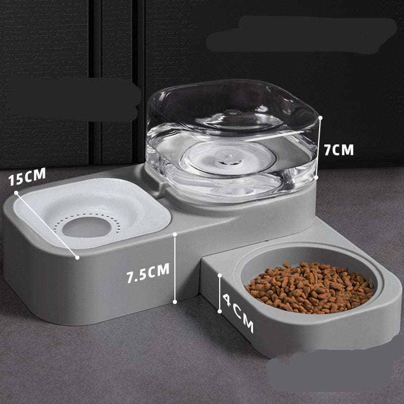 Orange Poppy gray elevated pet feeder with clear reservoir and automatic pet water dispenser and food bowl
