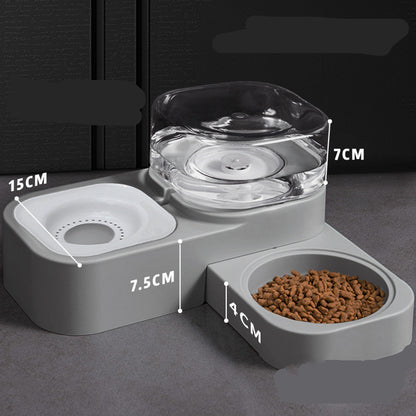 Orange Poppy gray elevated pet feeder with clear reservoir and automatic pet water dispenser and food bowl