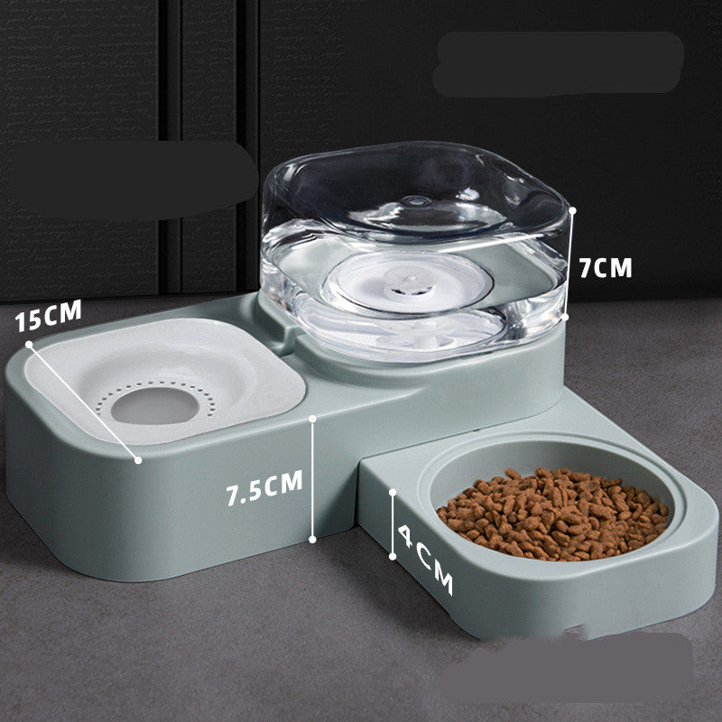 Orange Poppy automatic pet water dispenser with attached food bowl and removable clear water reservoir