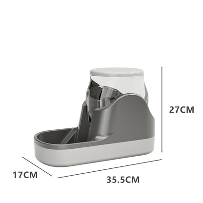 Orange Poppy automatic pet water dispenser in gray white plastic with 35.5cm by 17cm by 27cm dimensions