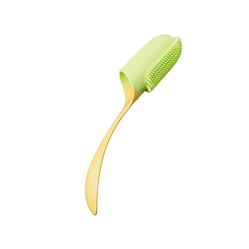 Orange Poppy green silicone finger brush pet dog and cat tooth cleaning tool with ergonomic handle
