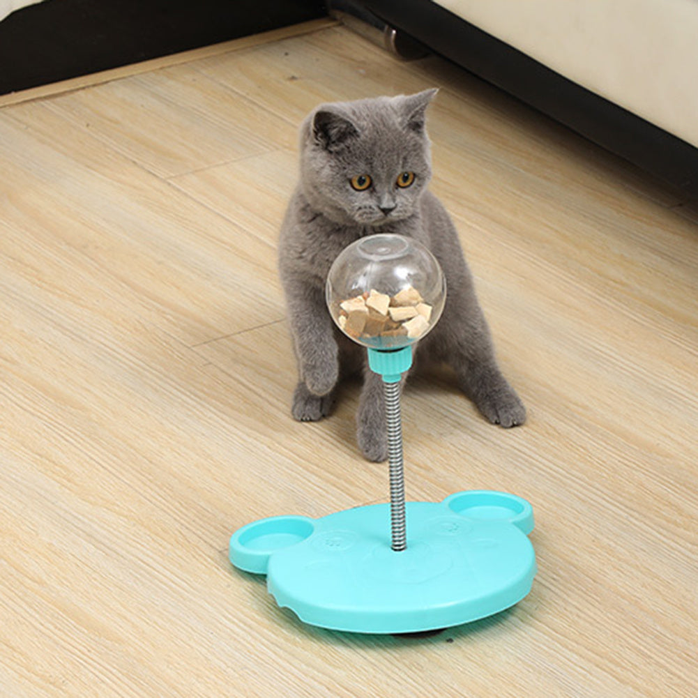 Orange Poppy interactive cat feeder toy spring mounted treat dispenser on a mouse shaped base for solo play