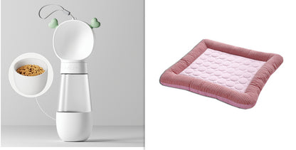 Orange Poppy cooling bed for dogs and cats pink quilted rectangular pet bed with raised bolsters for small dogs and cats