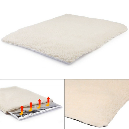 Yellow Pandora self warming pet mat with soft fleece cover and reflective heat retention layer