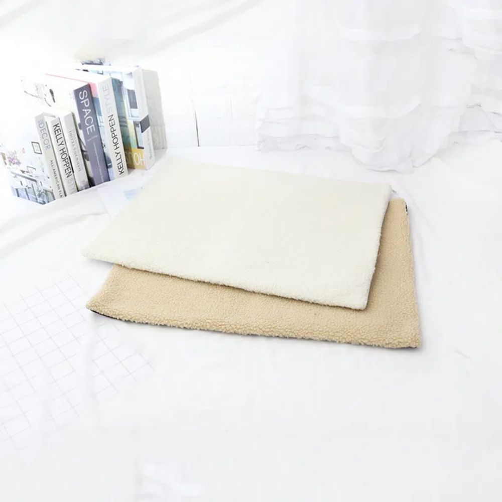 Yellow Pandora soft beige and white self warming pet mat for cozy pet comfort