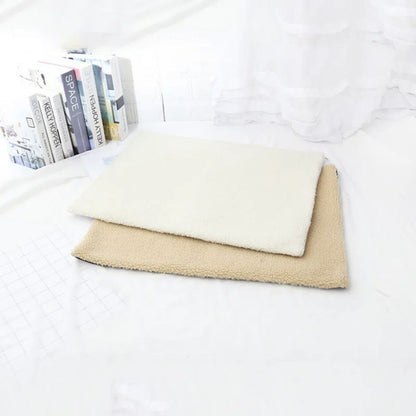 Yellow Pandora soft beige and white self warming pet mat for cozy pet comfort