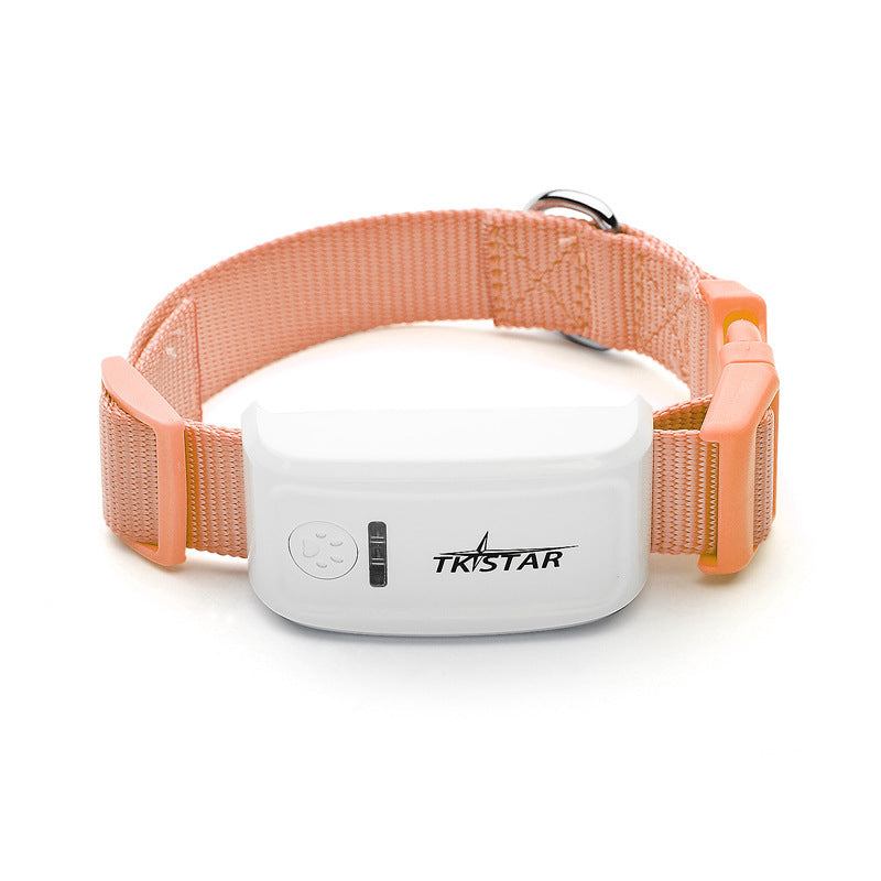 Orange Poppy peach cat collar with white cat GPS tracker device for indoor outdoor pet safety