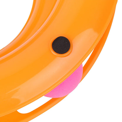 Triple layer cat track tower in vibrant orange with interactive ball for playful kittens