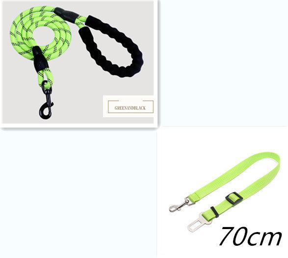 Bright green nylon dog rope leash with padded handle for comfortable grip and control