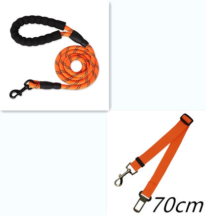 Orange nylon dog rope leash with padded handle and durable clips for secure walks