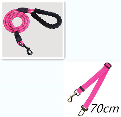 Durable nylon dog rope leash in pink with a comfortable grip for walking your pet