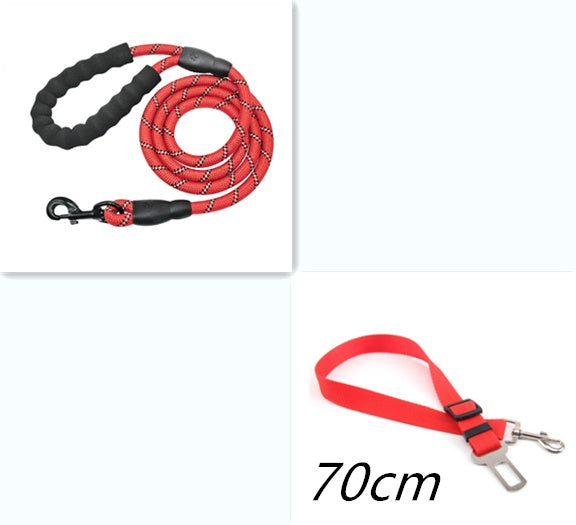 Durable red nylon dog rope leash with padded handle for comfort and control during walks