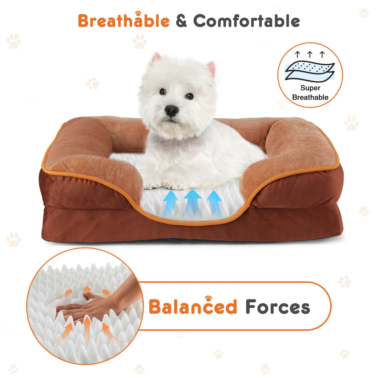 Washable dog bed with removable cover featuring breathable design and balanced support for ultimate pet comfort