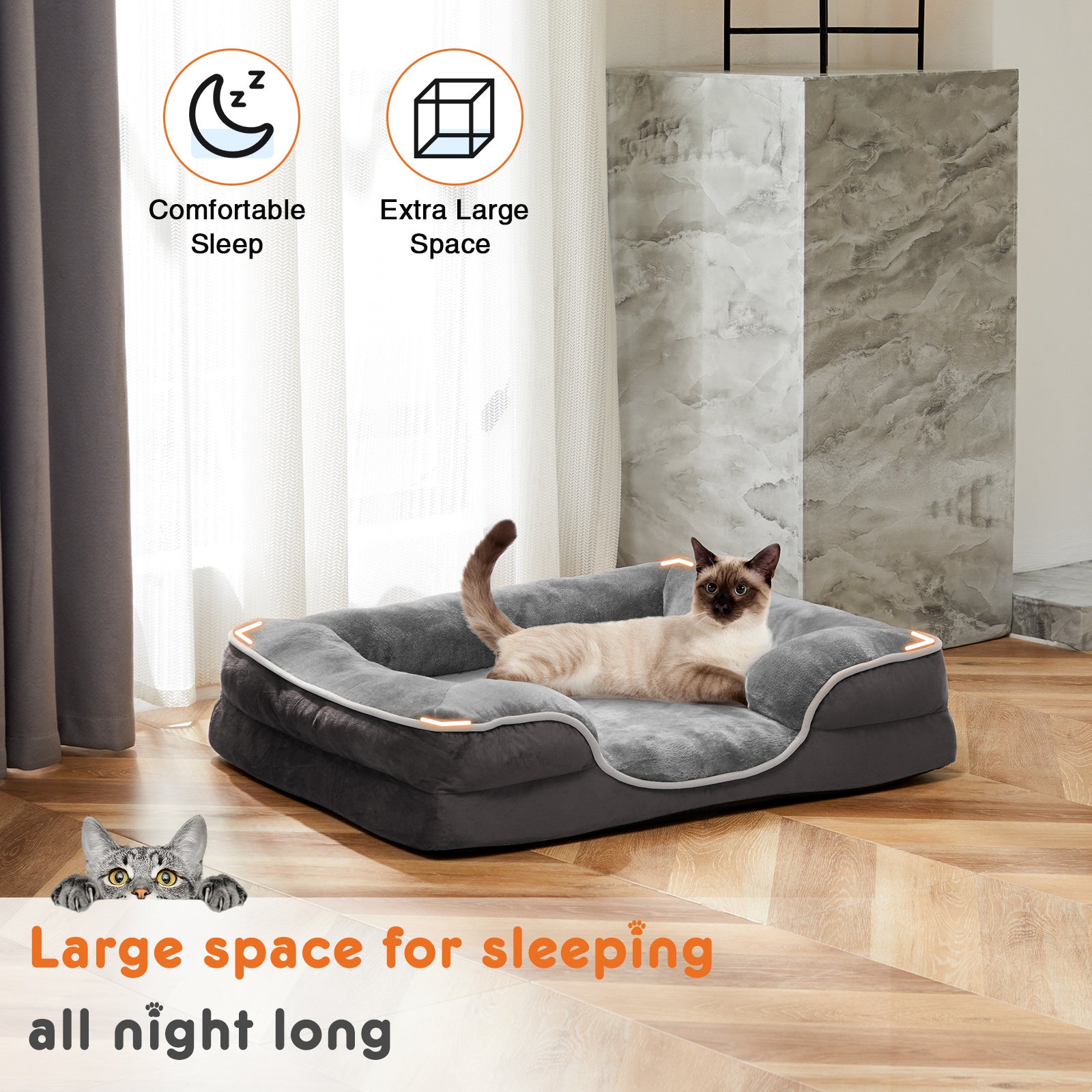 Comfortable washable dog bed with removable cover providing extra large space for pets to sleep peacefully